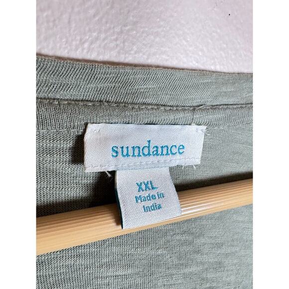 Sundance Womens Plus Size Top Short Sleeve Embroidered Boxy Fit XXL Green Cotton - Picture 6 of 7